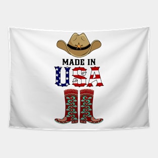 Made In Usa Cowboy Patriotic American Tapestry