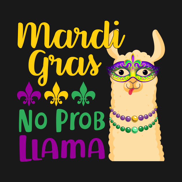 Mardi Gras Llama No Probllama Llama by Dunnhlpp