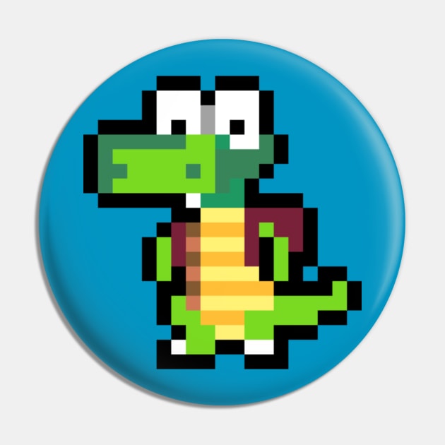 Croc Retro 8-Bit Pixel Art Character Pin by StebopDesigns