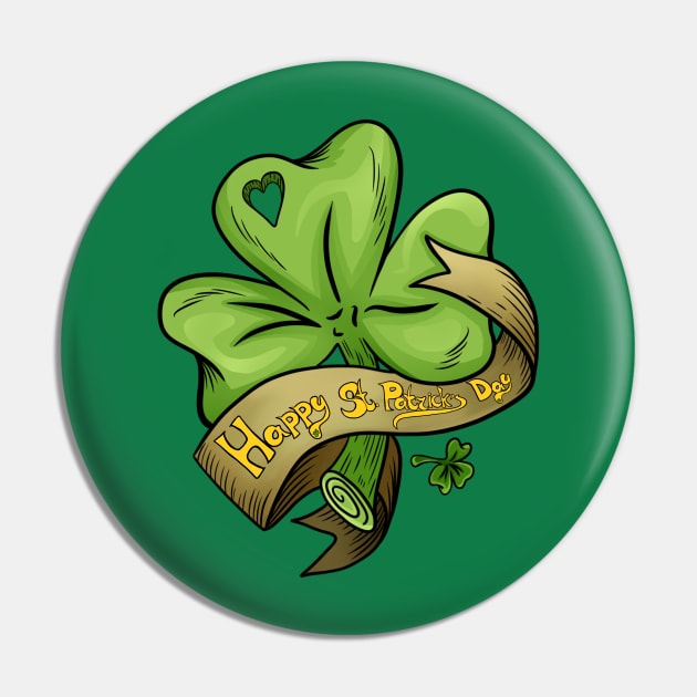 Happy Patrick's Day Shamrock Pin by KimLeex