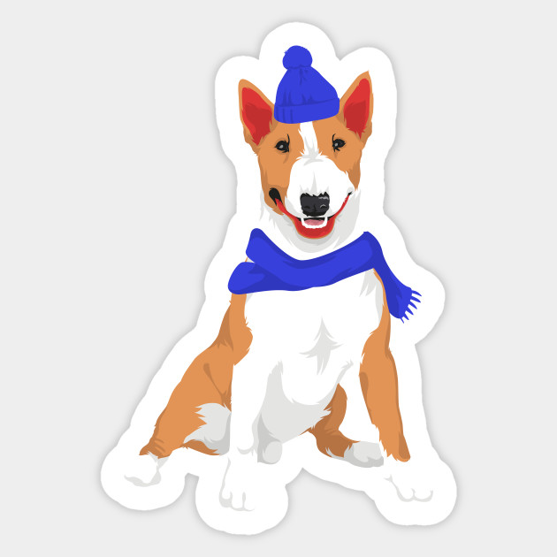 Blue Winter Hat And Shawl Miniature Bull Terrier T Shirt For Dog