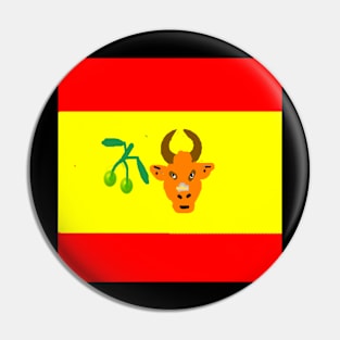 Sporty Spanish Design on Black Background Pin