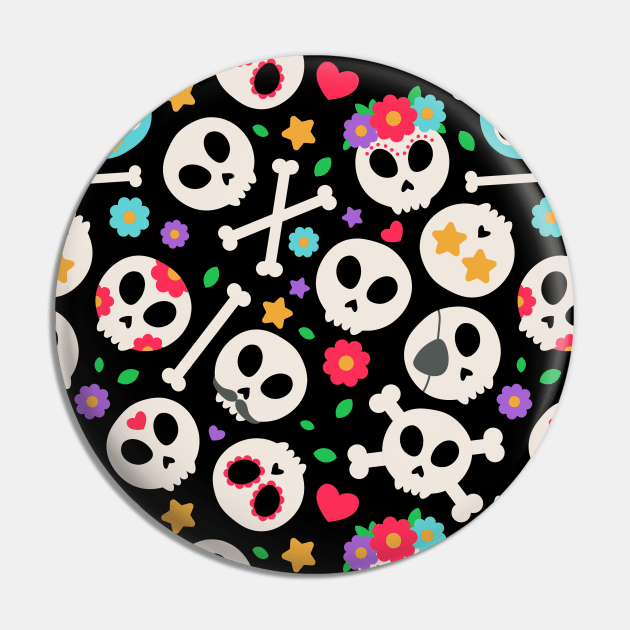 Cute Painted Skull and Bones Pin by Made In Kush