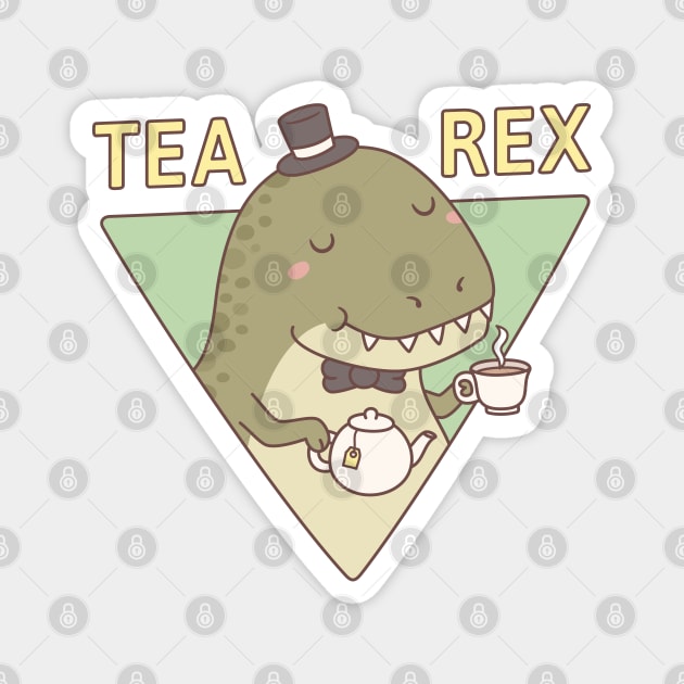 Cute Dinosaur Tea Rex Trex Pun Magnet by rustydoodle