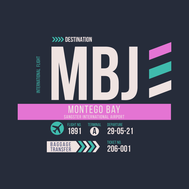 Montego Bay (MBJ) Airport Code Baggage Tag by SLAG_Creative