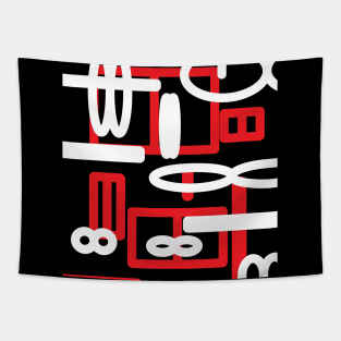 Red and black geometric abstract art Tapestry