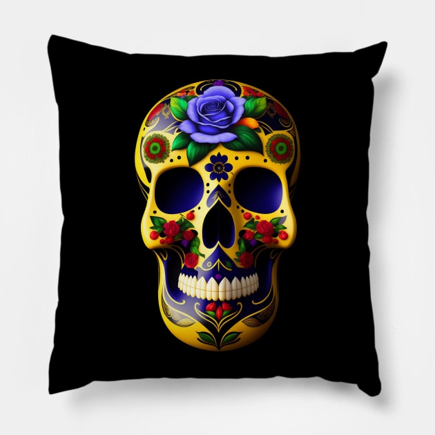 Ukrainian skull in Mexican style Pillow by xlhombat