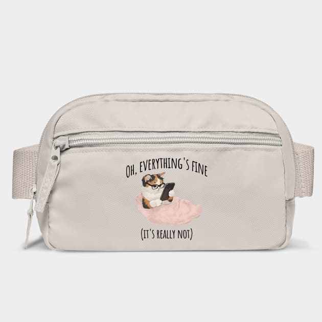 Cute Kitten doom-scrolling "Oh, everything's fine. (It's really not.)" by Luxinda