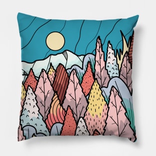 The hill behind a forest Pillow