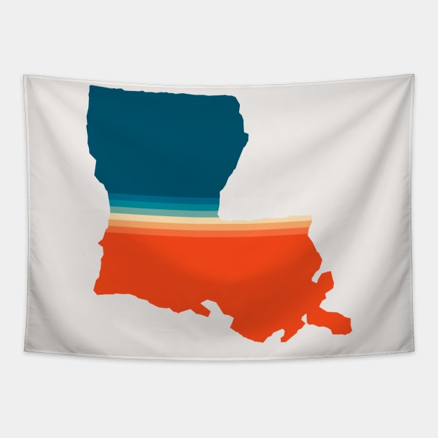 Louisiana State Retro Map Tapestry by n23tees