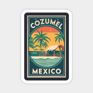 A Vintage Travel Art of Cozumel - Mexico Magnet