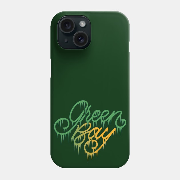 Green Bay Cold Icicle Lettering Phone Case by polliadesign