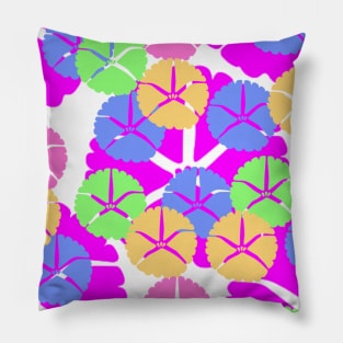 colorful pink green flowers background pattern Pillow