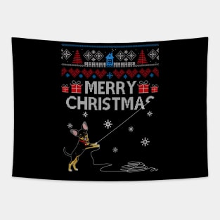 Merry Christmas Funny Naughty Chihuahua Tapestry