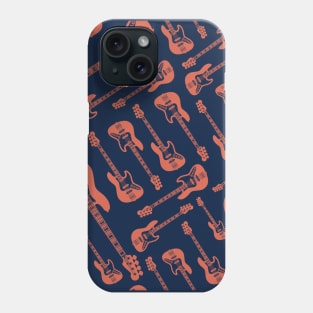 Bass Guitar Seamless Pattern Brown Phone Case