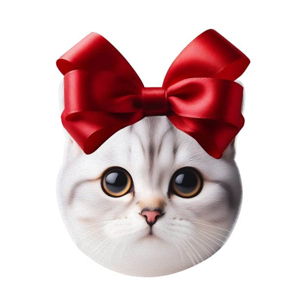 Cat with Red Bow on head by Saysaymeme