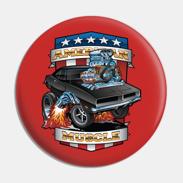 American Muscle Patriotic Classic Muscle Car Cartoon Illustration Pin by hobrath