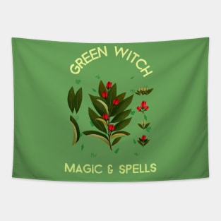 Green Witch Magic and Spells Pagan Wicca herbs Tapestry