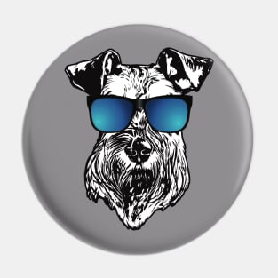 Schnauzer With Cool Blue Sunglasses Pin