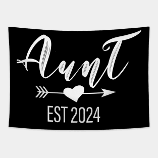 Womens Cute Funny Christmas New Aunt Est 2024 Tapestry