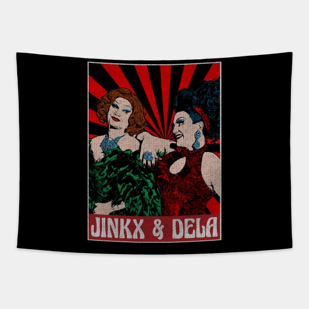 Vintage Jinkx and Dela Pop Art Tapestry by Motor Lipat