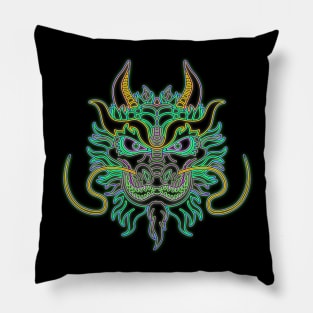 Neon Dragon Head Pillow