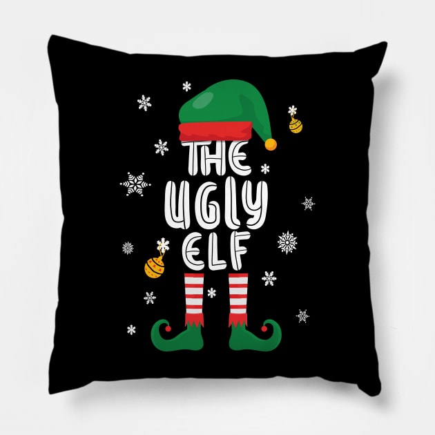 Ugly Elf - Christmas Little Helper Design Pillow by Fusti