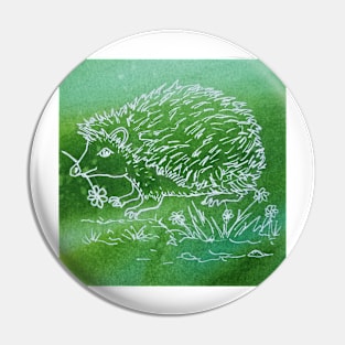 Hedgehog on watercolor Pin