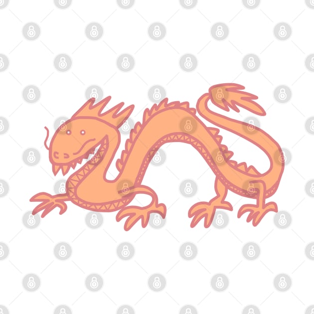 Dragon in Peach Fuzz Pantone Color of the Year 2024 by ellenhenryart