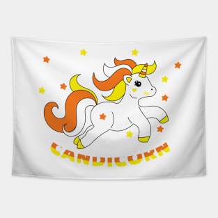 Candicorn Cute Unicorn Halloween Candy Corn Funny Pun Tapestry