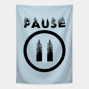 PAUSE black print design Tapestry