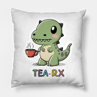 Trex having tea Pillow