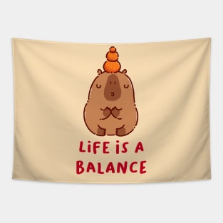 Life is a balance, capybara meditating Tapestry