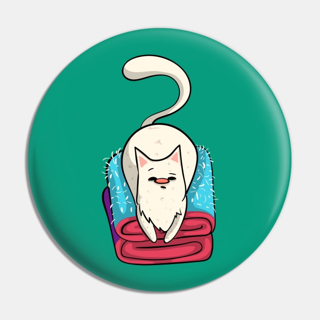 White Cat - Fur Shedder Design Pin by KPrimeArt