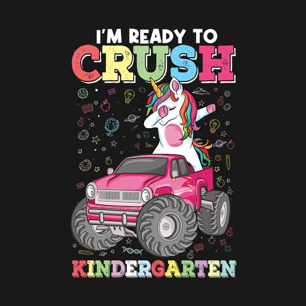 1st day of Kindergarten kids Dabbing unicorn Monster Truck by UNXart