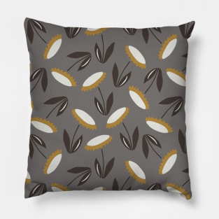 Echinacea pattern - white and grey palette Pillow