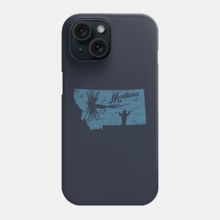 Montana Distressed Fly Fishing State Map Phone Case