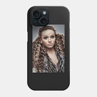 Fashion model on gray background, closeup Phone Case