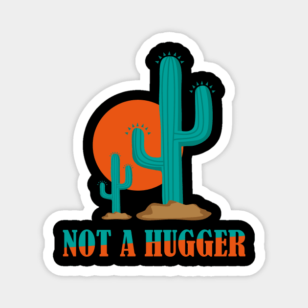 Not A Hugger Cactus Blue Magnet by kimmygoderteart