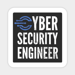 Cyber Security Engineer Blue Circuits Black Background Magnet