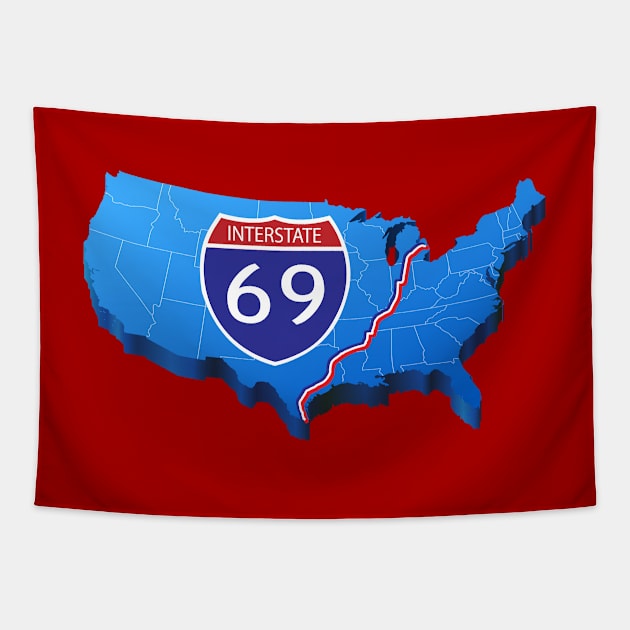 Interstate 69 Tapestry by TshirtWhatever