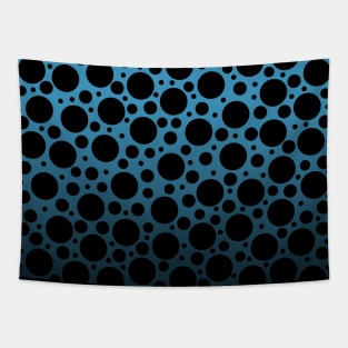 Random Polka Dots - Blue to Black Gradient Tapestry