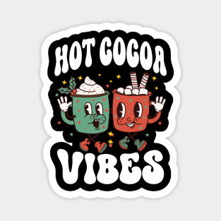 Hot Cocoa Vibes, Retro Winter Hot Chocolate Magnet