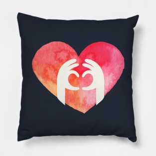 Hands Shaping Heart Pillow