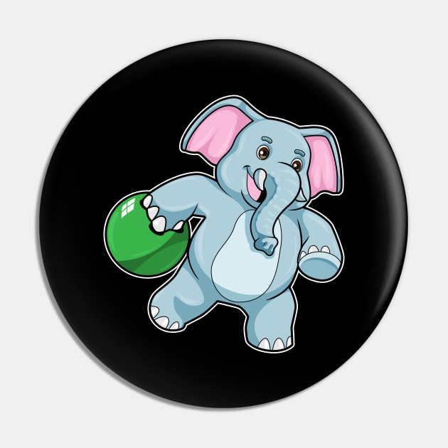 Elephant at Bowling with Bowling ball Pin by Markus Schnabel