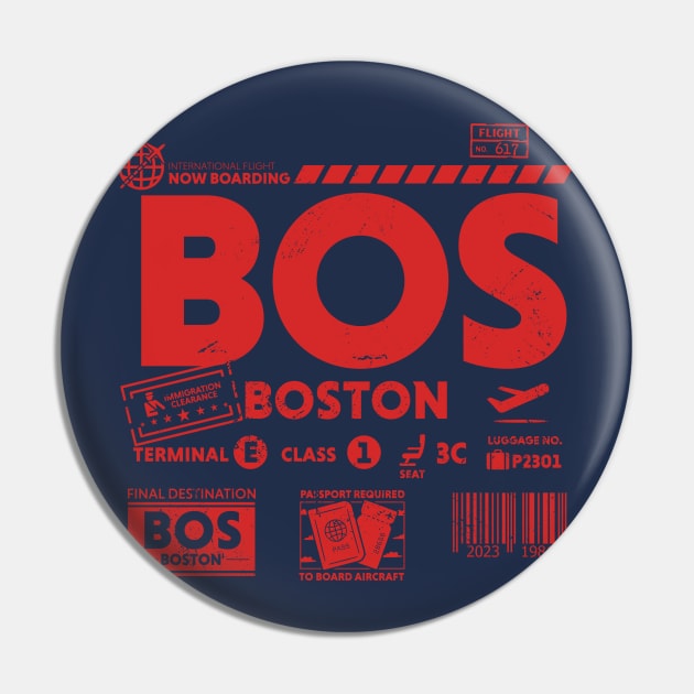 Vintage Boston BOS Airport Code Travel Day Retro Travel Tag Pin by Now Boarding