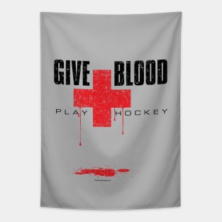 Give Blood Play Hockey - funny hockey player Tapestry