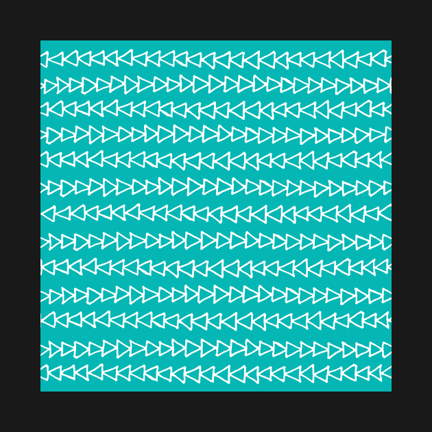 Bright Teal Blue and White Triangles Pattern by dreamingmind