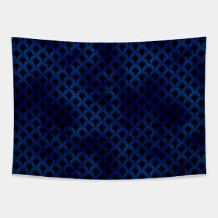 Leafed Palms in Black and Classic Blue Vintage Faux Foil Art Deco Vintage Foil Pattern Tapestry