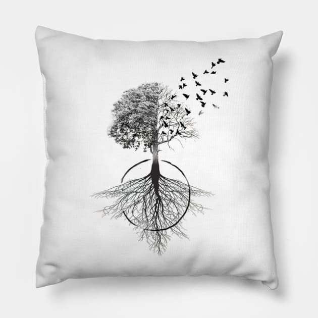 Life cycle - tree Pillow by wineandpastaclub